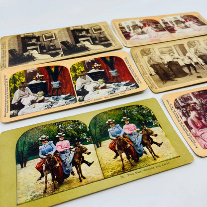 c1900 Lot of 6 Mixed Stereoview Cards Pictures VICTORIAN MEN AND WOMEN TA7-21