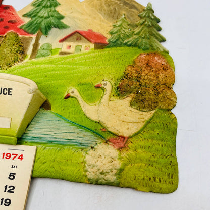 1974 Die Cut Embossed Calendar Pulvermacher Ginseng Buyer Richland Center WI TD3