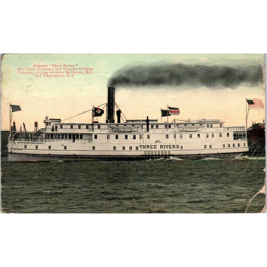 On Board Steamer "Three Rivers" 1914 - Original Postcard TJ9-P1