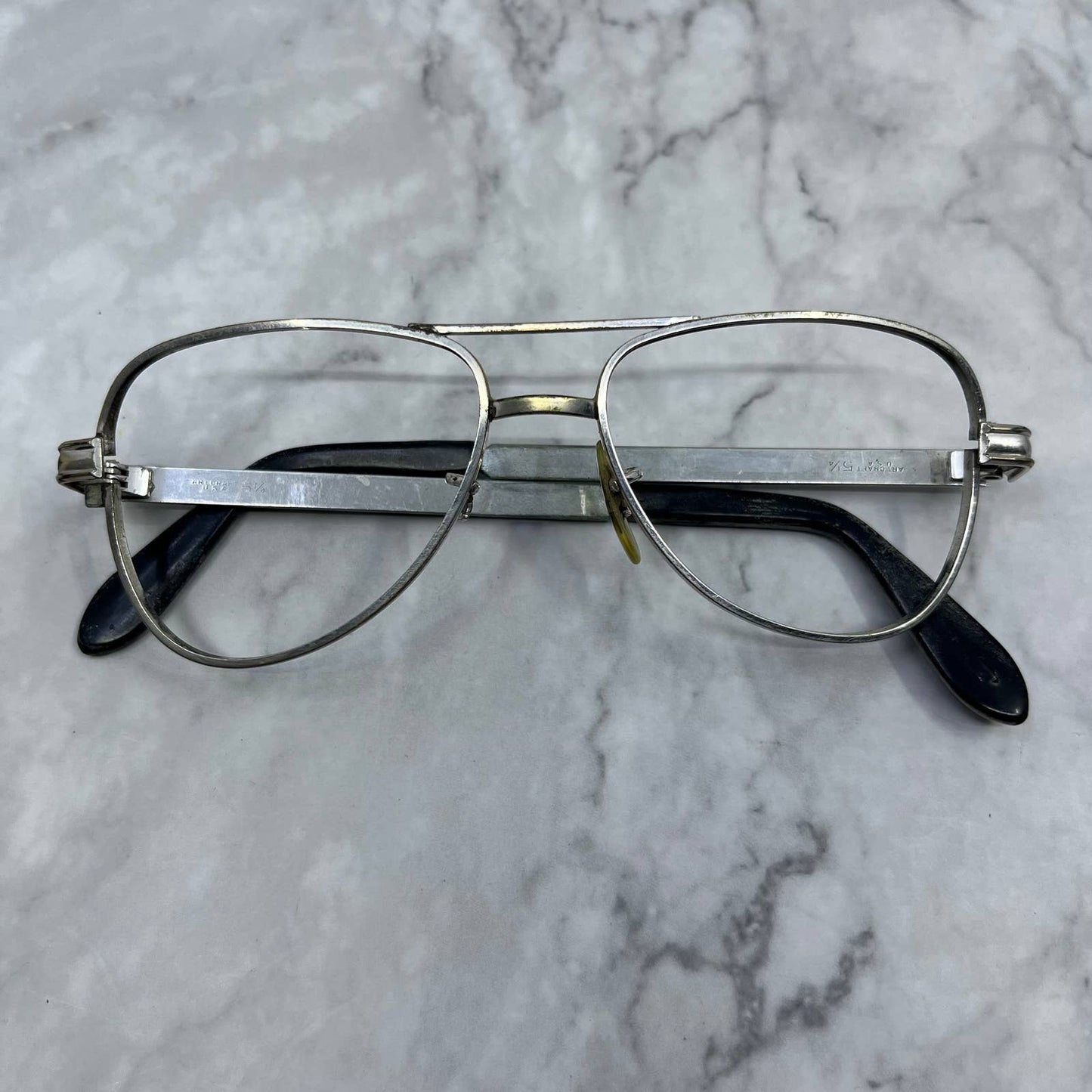 Vintage Art Craft Chrome Aviator Frame Eyeglasses 5 1/4 TD1-2
