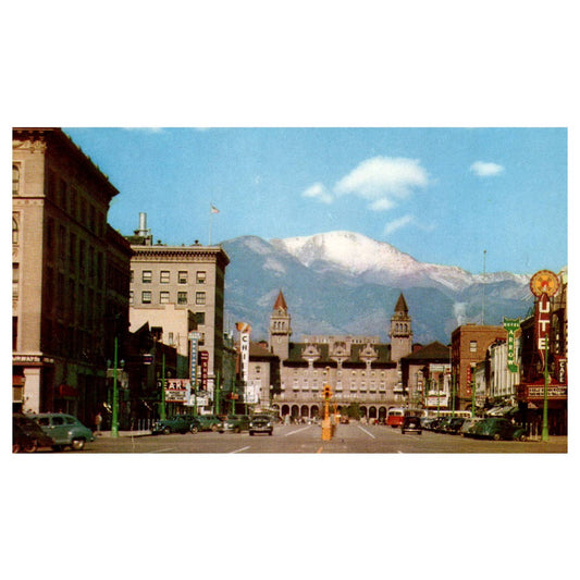 Vintage Postcard - Pikes Peak Avenue Colorado Springs CO AD9