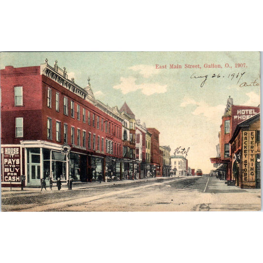 Antique Postcard East Main Street Galion Ohio 1907 TD9