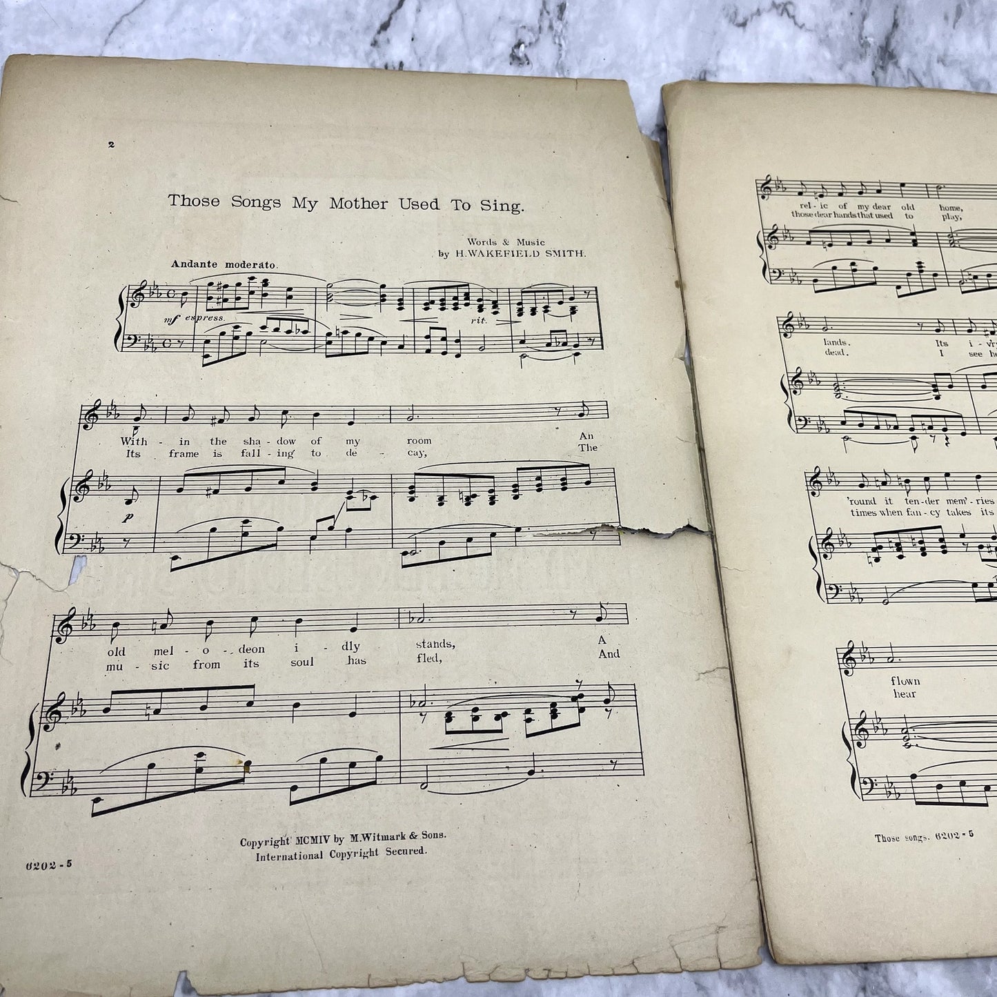 Those Songs My Mother Used to Sing H. Wakefield Smith 1904 Sheet Music V42-1