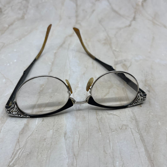 1950s Artcraft 4 1/2-5 3/4 Aluminum 12k GF Cat Eye Eyeglasses Frames TJ9G1-3