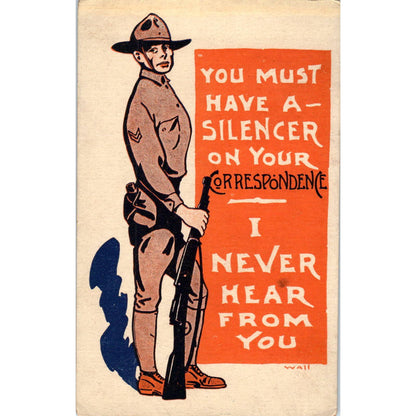 WWI c1917 Army Soldier Doughboy Cartoon Wall Original Postcard TK1-28