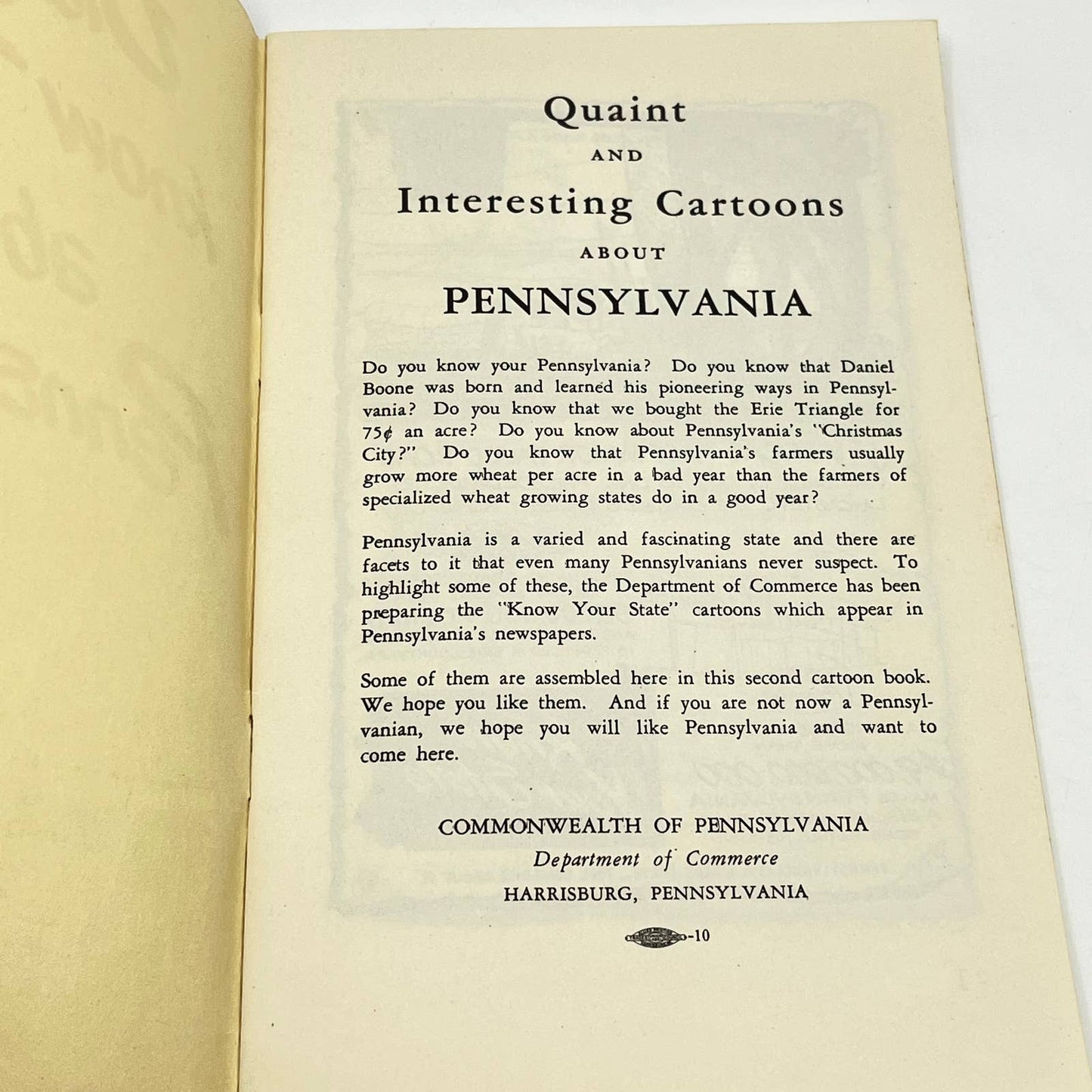 1950s Did You Know This About Pennsylvania? PA Dept Of Commerce Booklet TF9