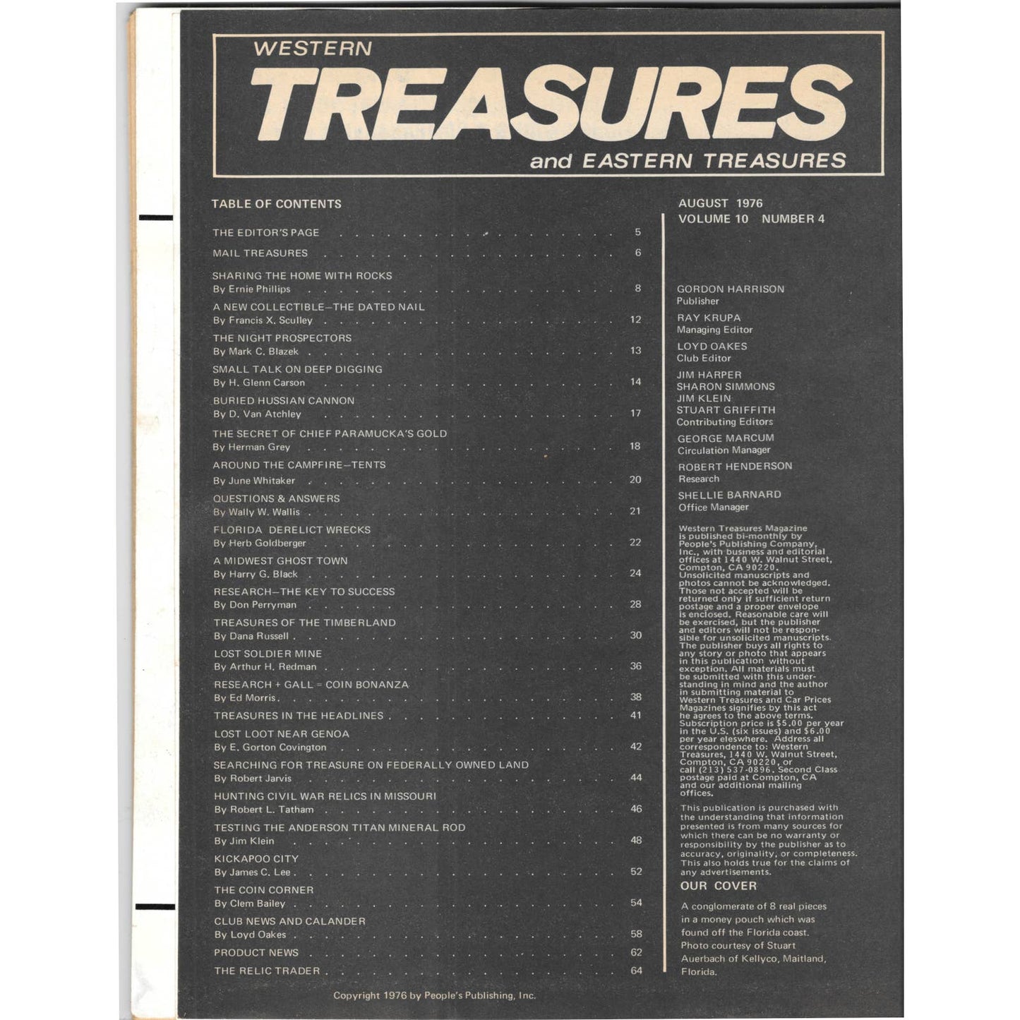 Western Treasures and Eastern Treasures Magazine Metal Detecting Aug 1976 M3