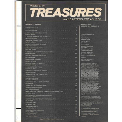 Western Treasures and Eastern Treasures Magazine Metal Detecting Aug 1976 M3