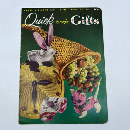 1955 Coats & Clarks Quick to Make Gifts Magazine Animals Hats Placemats TH7
