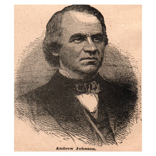 President Andrew Johnson Portrait 3x3.5" Original Engraving 1899 TJ8-5