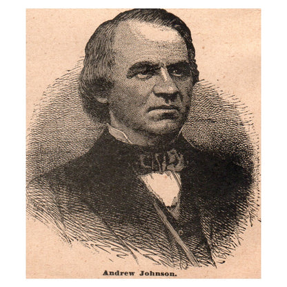 President Andrew Johnson Portrait 3x3.5" Original Engraving 1899 AK3-7