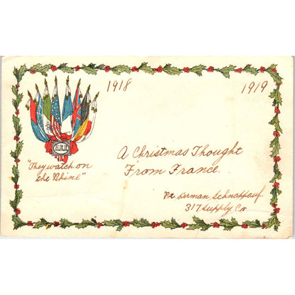 WWI A Christmas Thought From France 1918 - Original Postcard TJ7-RP1