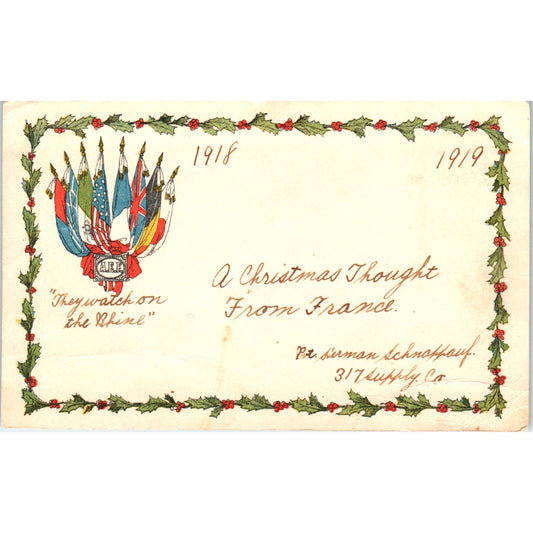 WWI A Christmas Thought From France 1918 - Original Postcard TJ7-RP1