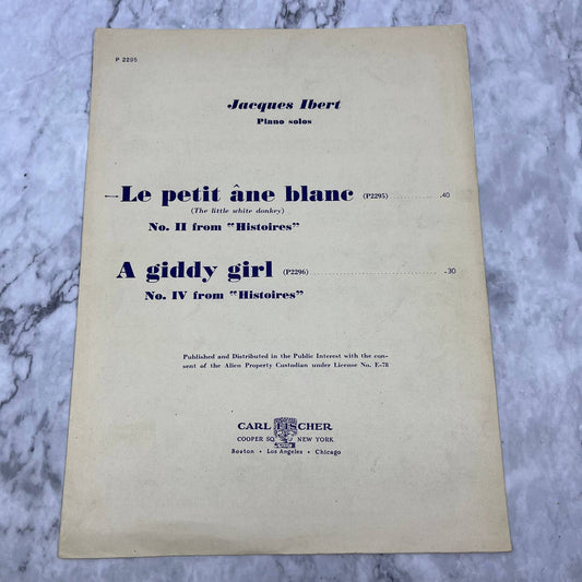 Vintage Sheet Music - Jacques Ibert Piano Solos Le Petit âne Blanc TI1