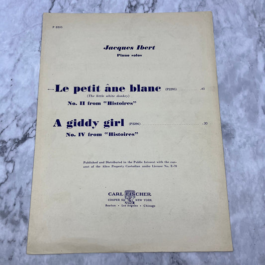 Vintage Sheet Music - Jacques Ibert Piano Solos Le Petit âne Blanc V39-4