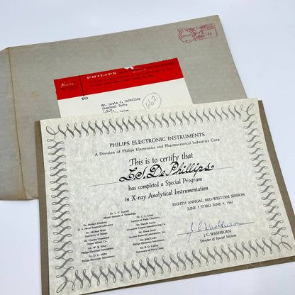 1961 Phillips Electronics X-Ray Analytical Instrumentation Certificate D7