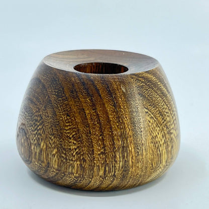 Vintage Hand Turned Solid Walnut Candle Holder OZ Crafts Fairchild WI TE7