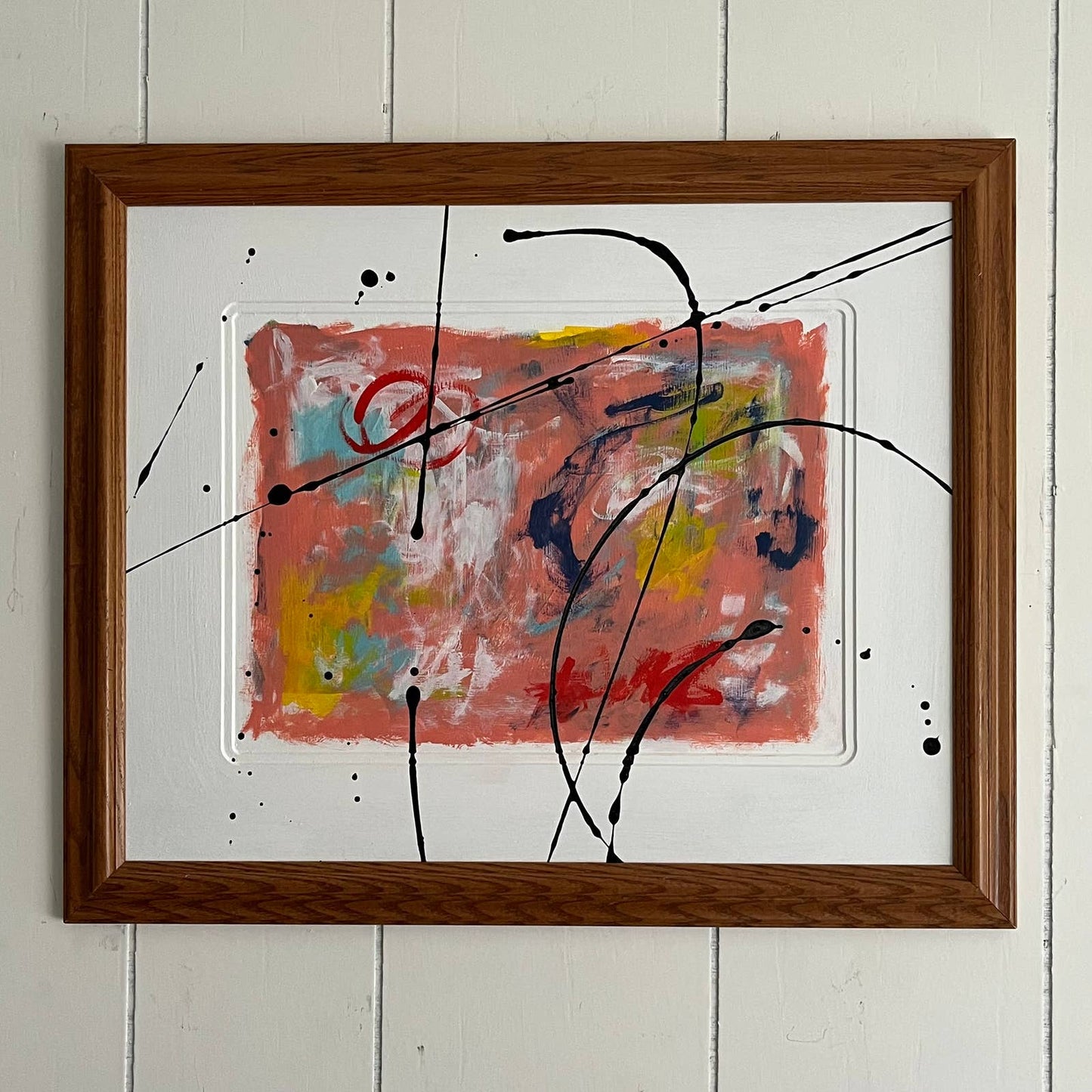 Original Framed Abstract Art Painting 18x22" Little Drops of Spain With COA