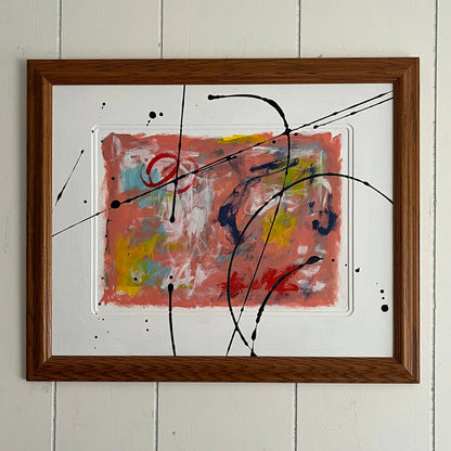 Original Framed Abstract Art Painting 18x22" Little Drops of Spain With COA