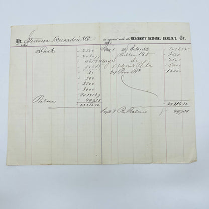 1880 Merchants’ National Bank New York NY Billhead Letterhead Receipt AA4