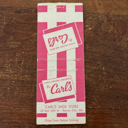Carl's Shoe Store Kansas City MO Advertising Matchbook Cover MM11-6