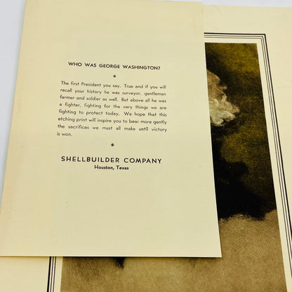 1970s George Washington Matted Print Shellbuilder Company Houston TX V37-4