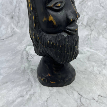 Vintage Carved Wooden Jamaica Tiki Folk Art Bust Face 11" Heavy Solid Wood TB5