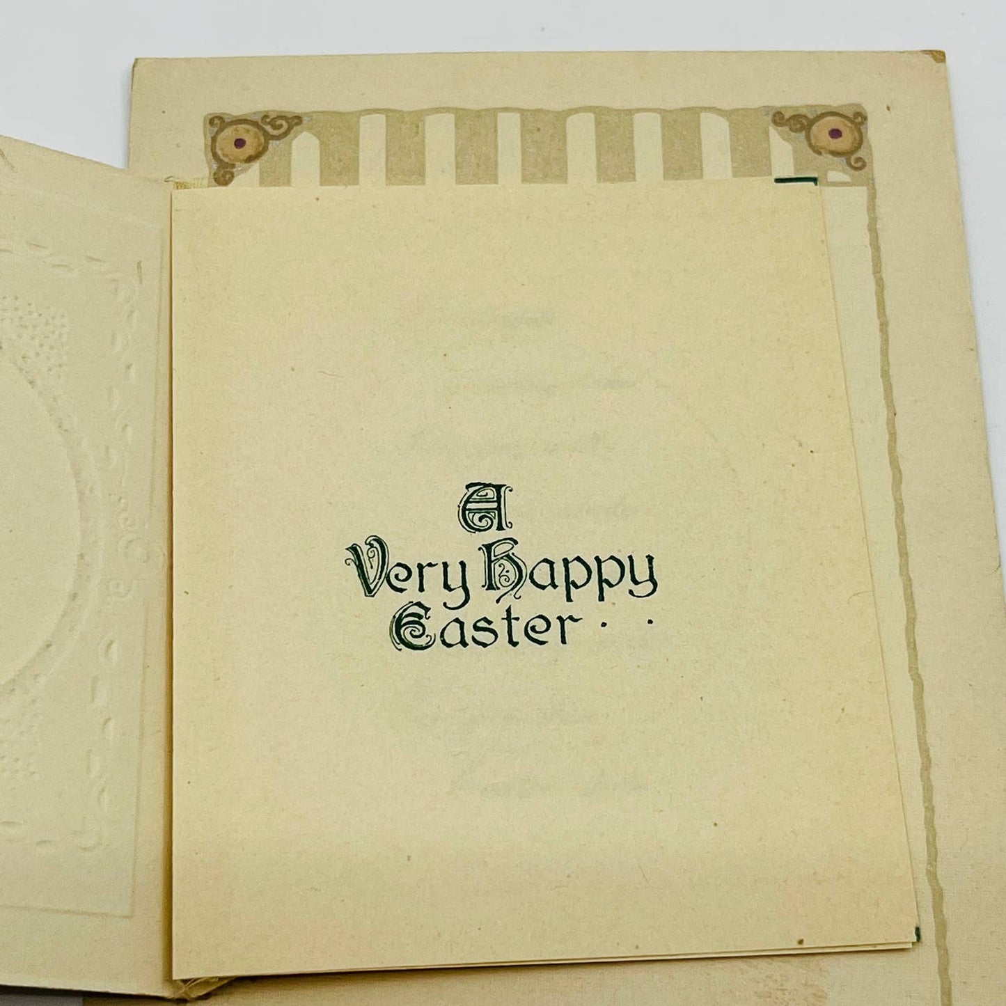 1910s Easter Post Card WINSCH Back Folding Embossed Flower Bouquet Silver PA5