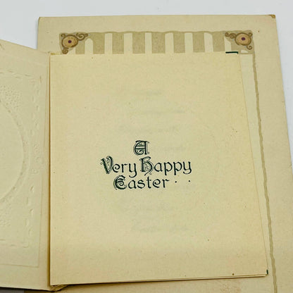 1910s Easter Post Card WINSCH Back Folding Embossed Flower Bouquet Silver PA5