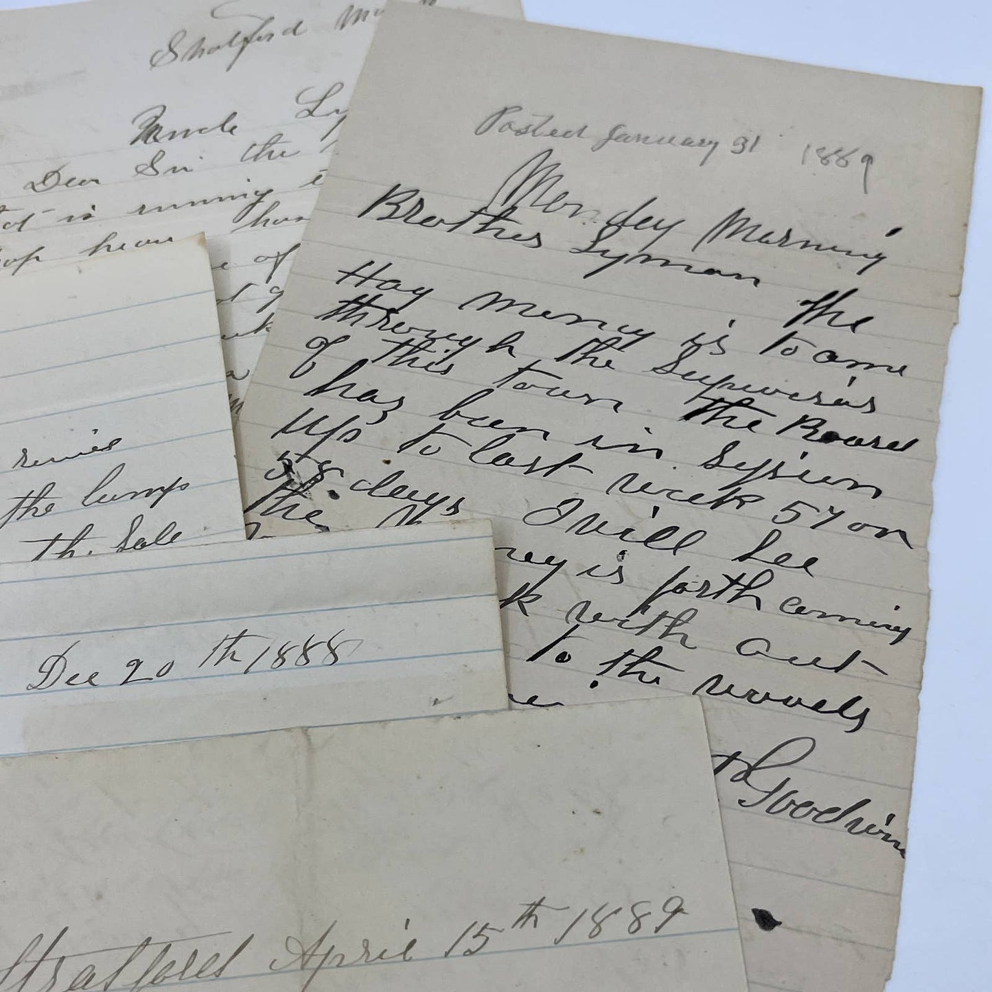 1887-89 Antique Set of 6 Handwritten Letters To Brother Lyman Stratford NJ AC9