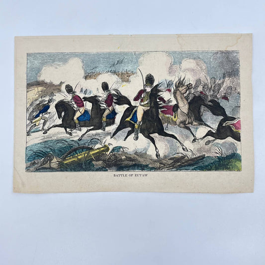 1880s Tinted Engraving Art Print The Battle of Eutaw 4.5 x 6.5 AA8