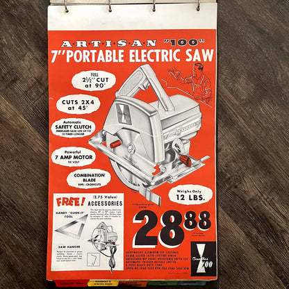 1960 Artisan 7" Portable Electric Saw Gambles 100 Store Display Poster 13.5x20