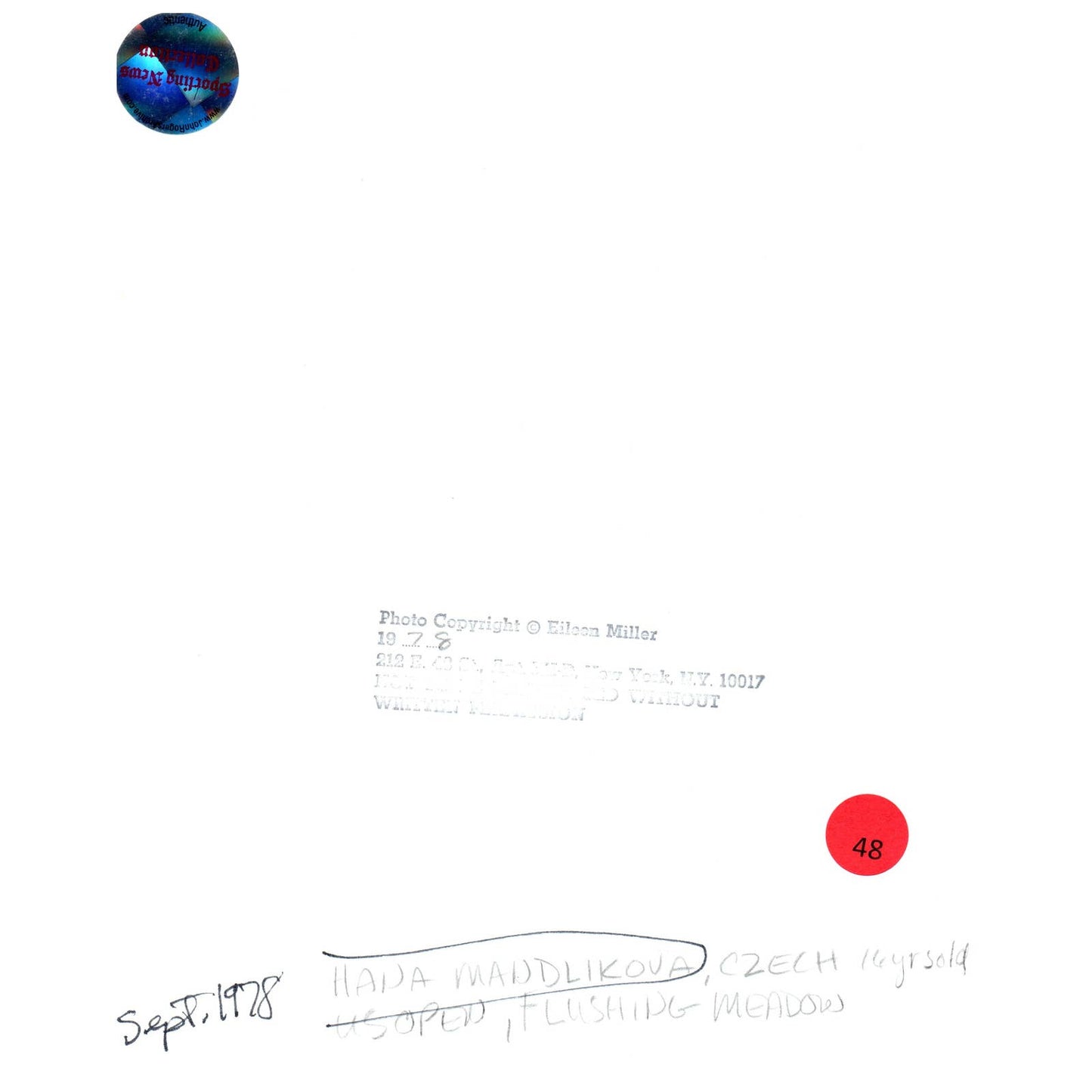 1978 Original Press Photo Women's Tennis Hana Mandlikova Czech ~8x10" AD2-2