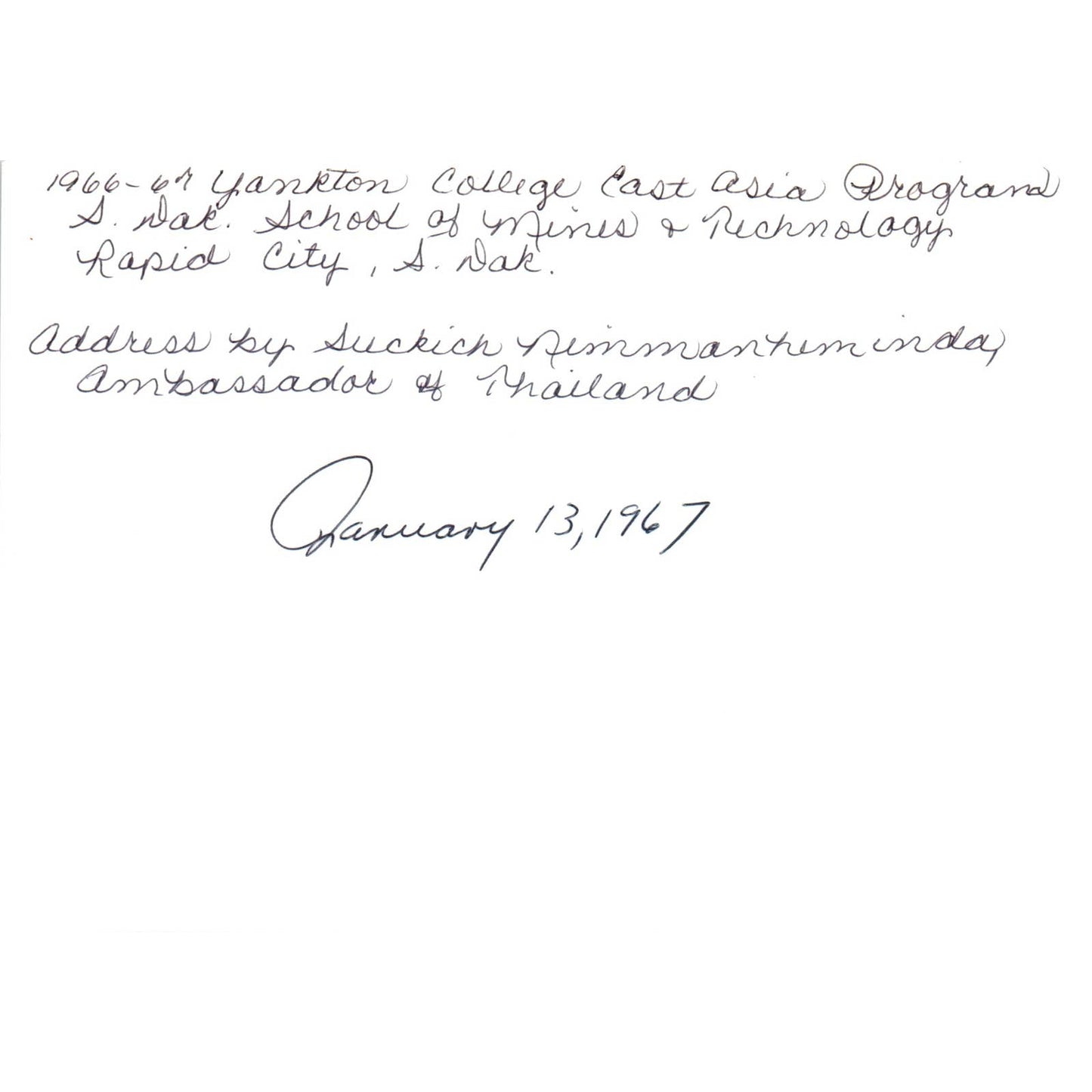 Sukich Nimmanheminda Thai Ambassador Address 1967 Original Photo 5x7 TK1-P5