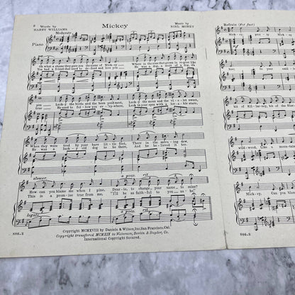 Mickey Mabel Normand Adapted Mack Sennett's Photoplay Movie Sheet Music 1918 TI1