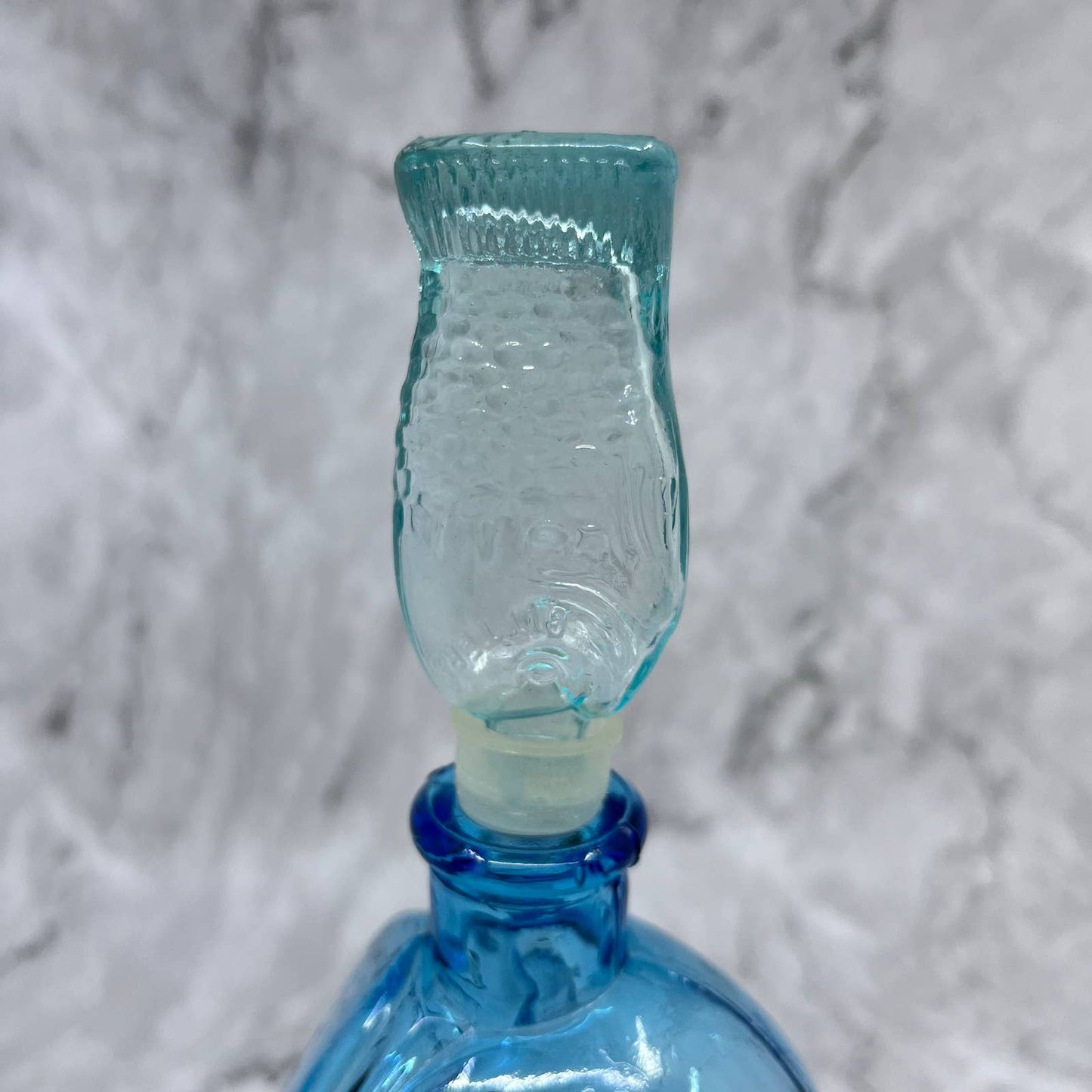 Dr Fisch's Bitters Aqua Large & Small Blue Bottle Decanter 7.5” & 3” Taiwan TD1