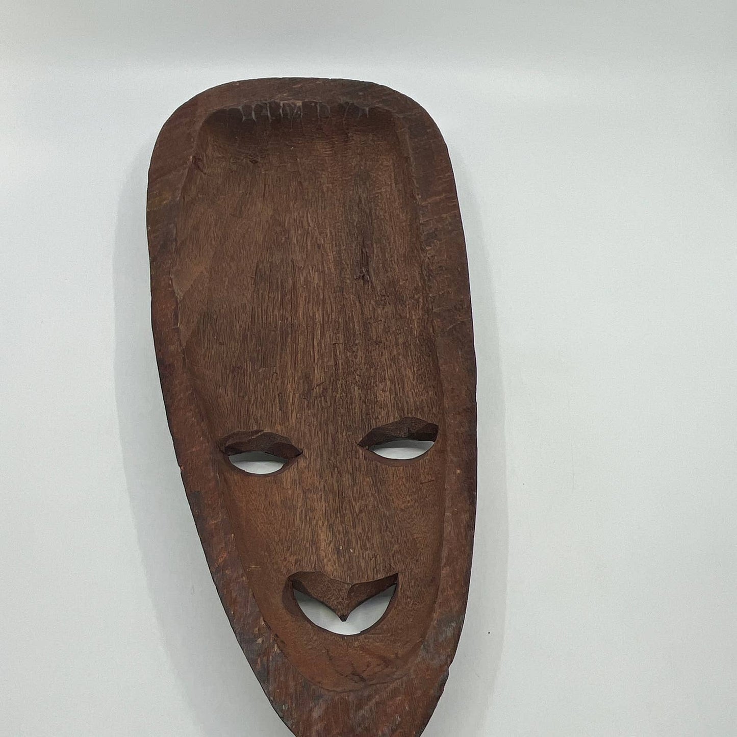 Vintage Tall African Tribal Art Hand Carved Wooden Mask Kenya 17"