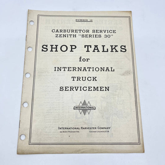 1946 Shop Talks for International Truck Servicemen #16 Carburetor Zenith 30 TF8