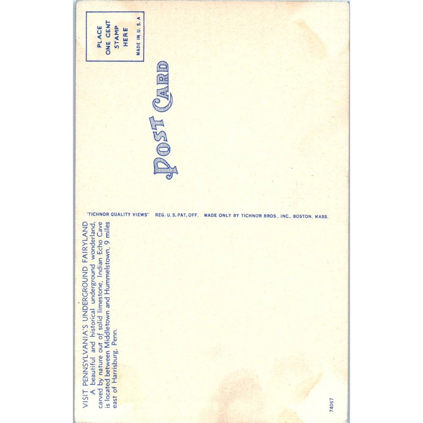 Vintage Postcard The Indian Blanket Indian Echo Cavern Hummelstown PA TD9-P1