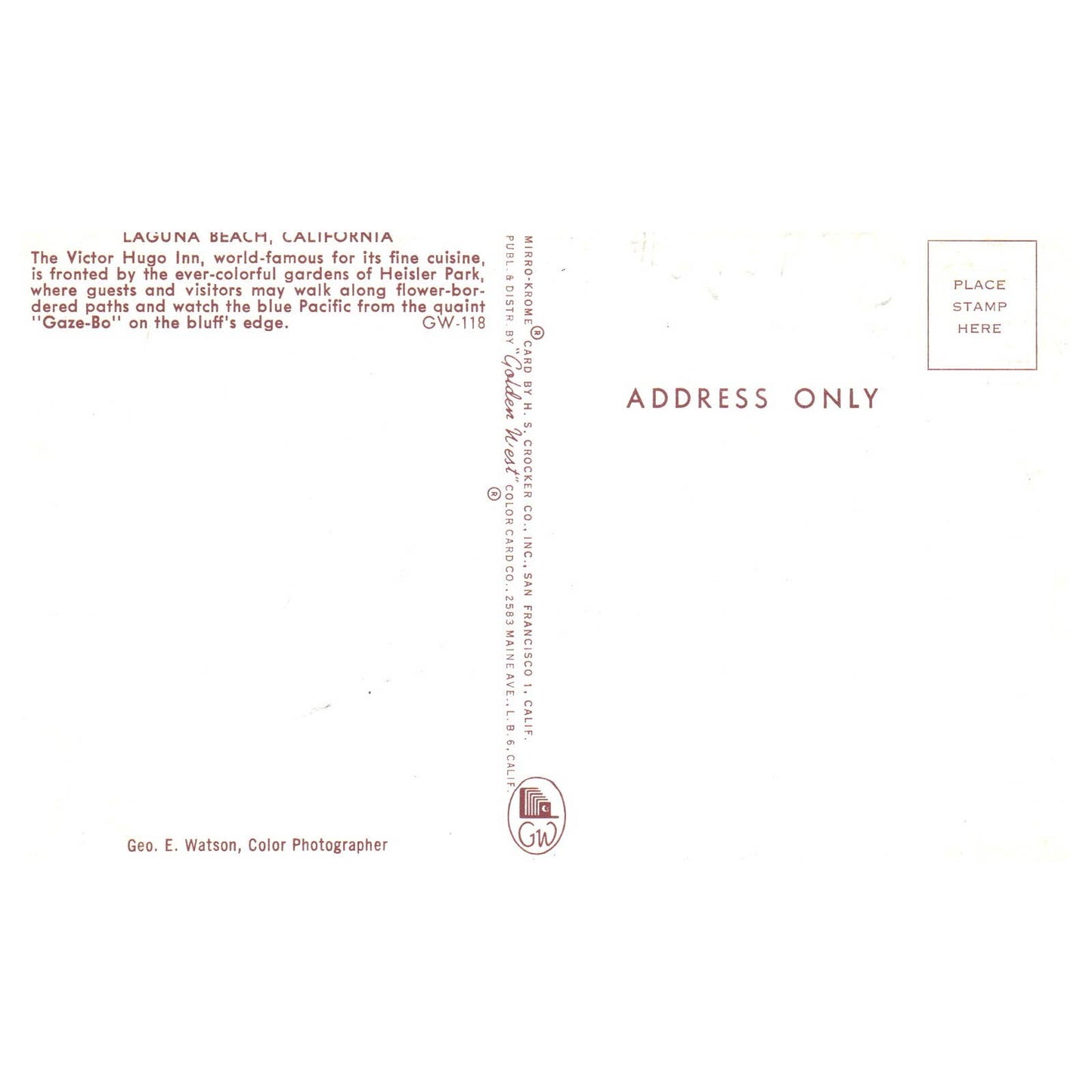 Vintage Postcard - Victor Hugo Inn Laguna Beach California TJ7-1