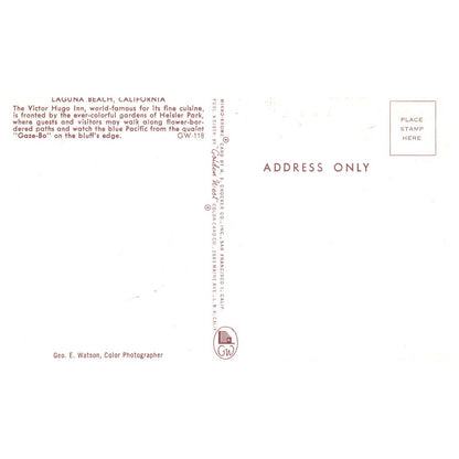 Vintage Postcard - Victor Hugo Inn Laguna Beach California TJ7-1