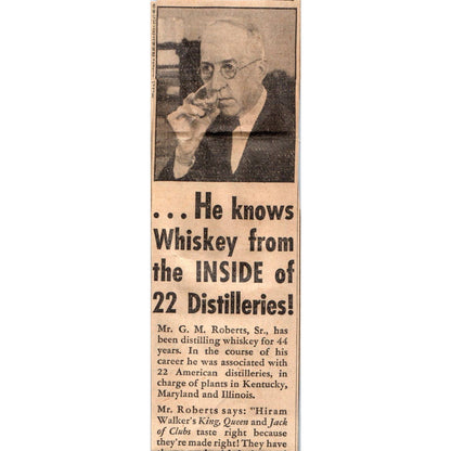 1935 Minneapolis Journal Newspaper Ad Hiram Walker's Whiskies G.M. Roberts FL5-4