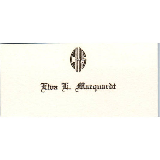 c1930 Calling Card Elba L. Marquardt SE5