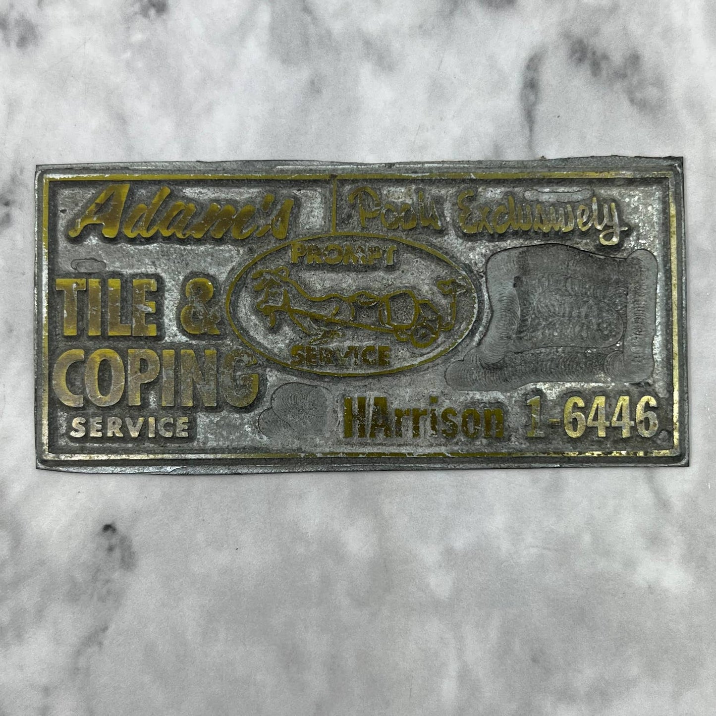 Vintage Printing Letterpress Printers Block Plate Adam's Tile and Coping TJ55