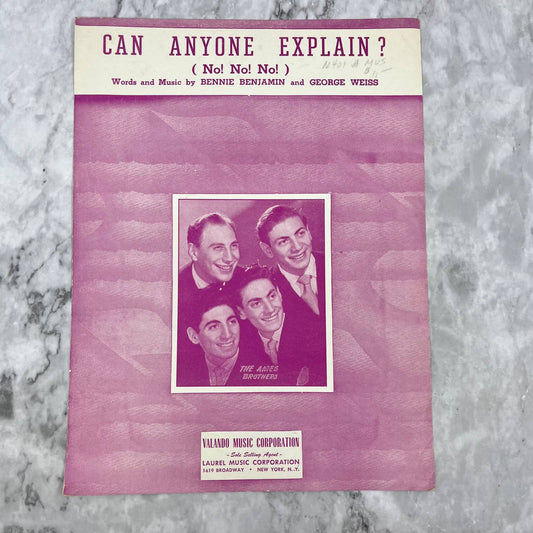 1950 "CAN ANYONE EXPLAIN?" Benjamin & Weiss Sheet Music THE AMES BROTHERS TH1