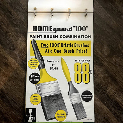 1960 HomeGuard Paintbrushes Gambles 100 Store Display Advertising Poster 13.5x20