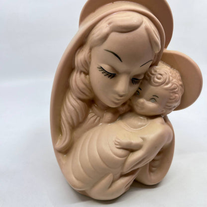 1940s Hull USA Madonna Child Planter 26 Blush Pink Vintage TC2