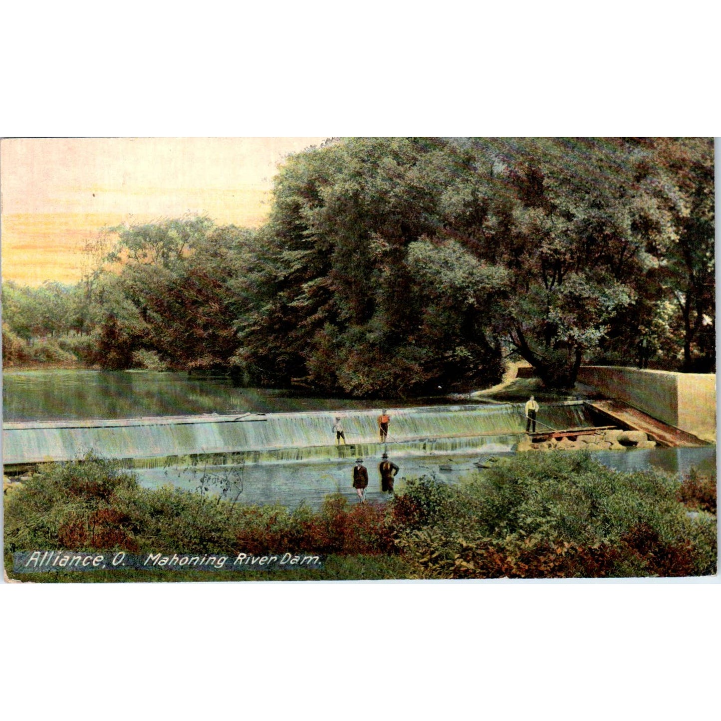 1913 Postcard Alliance OH Mahoning River Dam OH TD8-O2