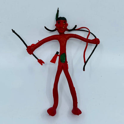 Vintage Native American Indian Red Rubber Wire Bendy Hong Kong Toy 5” TD3