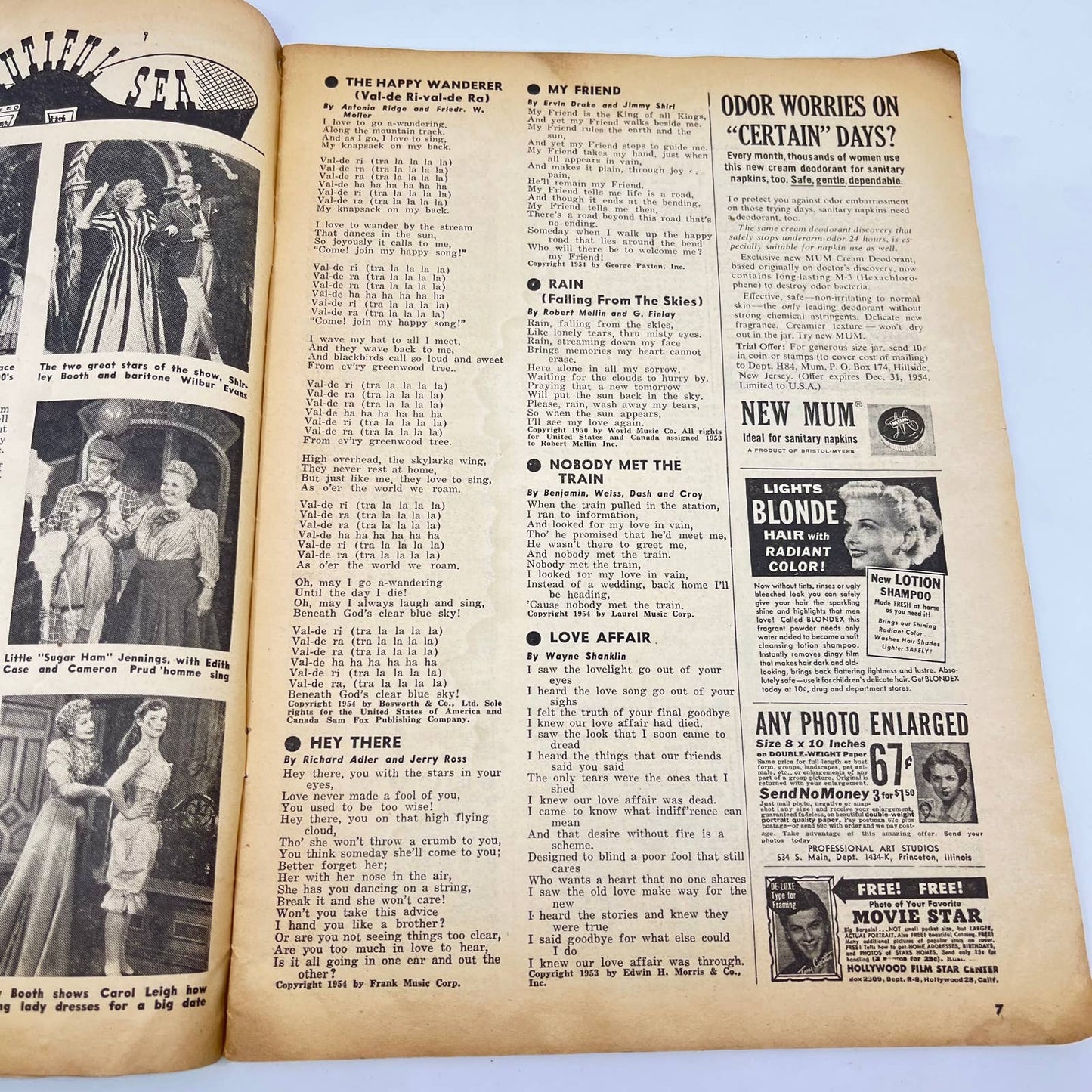 August 1954 Song Hits Magazine Lou Monte Cover Patti Page Vera Lynn TF3